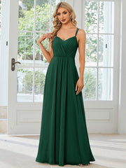 Custom Size Chiffon and Lace Open Back Bridesmaid Dress with Spaghetti Straps