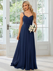 Custom Size Chiffon and Lace Open Back Bridesmaid Dress with Spaghetti Straps