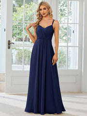 Custom Size Chiffon and Lace Open Back Bridesmaid Dress with Spaghetti Straps