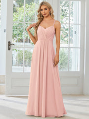 Custom Size Chiffon and Lace Open Back Bridesmaid Dress with Spaghetti Straps