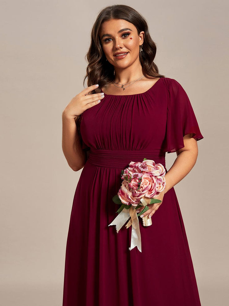 Simple Chiffon Pleated A-Line Round Neckline Bridesmaid Dress