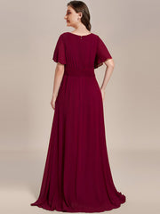 Simple Chiffon Pleated A-Line Round Neckline Bridesmaid Dress