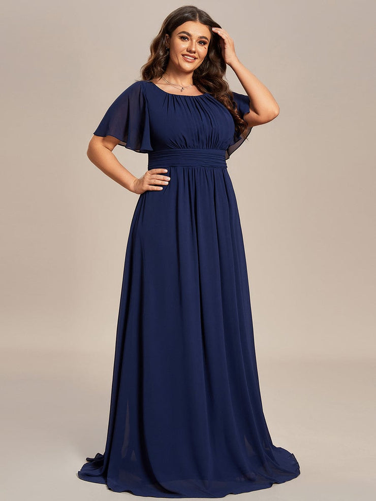 Simple Chiffon Pleated A-Line Round Neckline Bridesmaid Dress