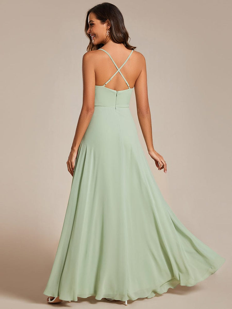 Custom Size Adjustable Spaghetti Strap Chiffon A-Line Bridesmaid Dresses