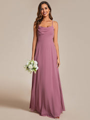 Custom Size Adjustable Spaghetti Strap Chiffon A-Line Bridesmaid Dresses