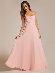 Custom Size Adjustable Spaghetti Strap Chiffon A-Line Bridesmaid Dresses