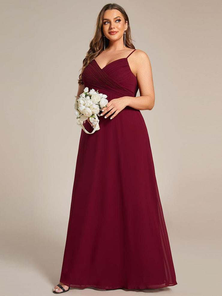 Custom Size Plus Size Pleated Sweetheart Backless Floor Length Bridesmaid Dress