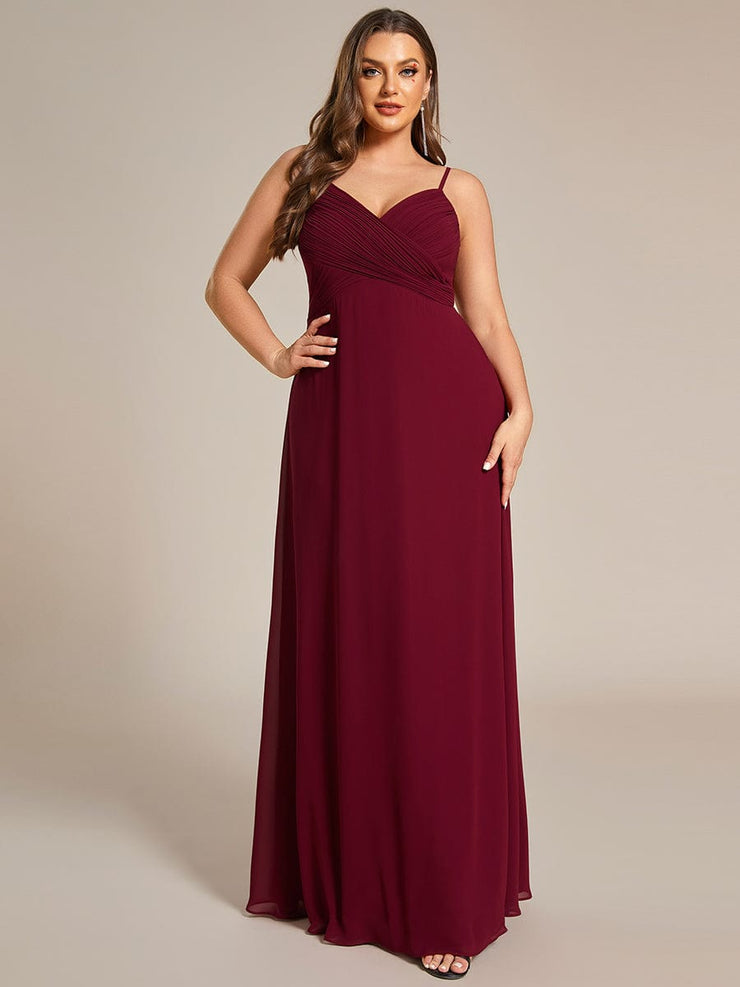 Custom Size Plus Size Pleated Sweetheart Backless Floor Length Bridesmaid Dress