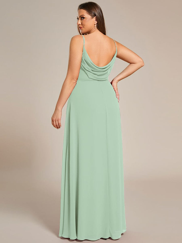 Custom Size Plus Size Pleated Sweetheart Backless Floor Length Bridesmaid Dress