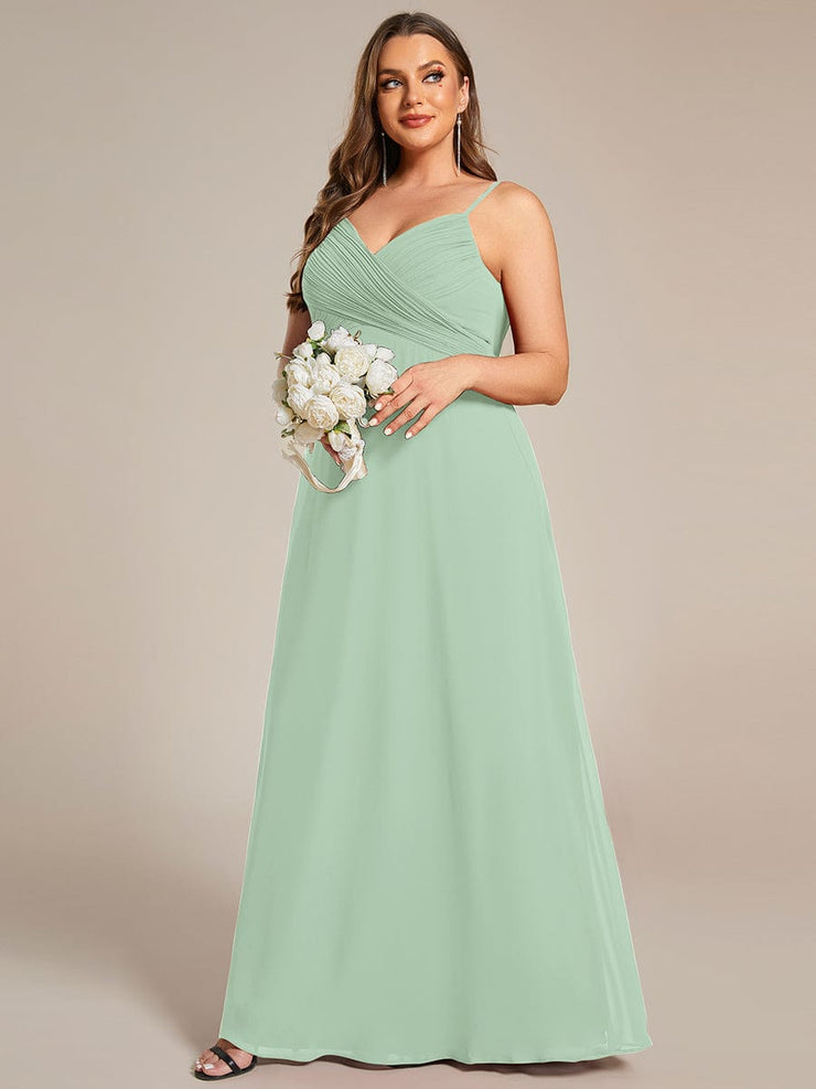 Custom Size Plus Size Pleated Sweetheart Backless Floor Length Bridesmaid Dress