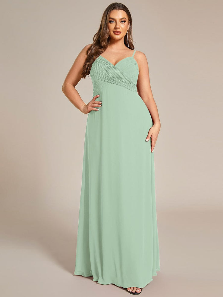 Custom Size Plus Size Pleated Sweetheart Backless Floor Length Bridesmaid Dress