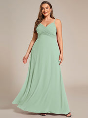 Custom Size Plus Size Pleated Sweetheart Backless Floor Length Bridesmaid Dress