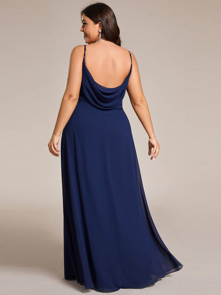 Custom Size Plus Size Pleated Sweetheart Backless Floor Length Bridesmaid Dress