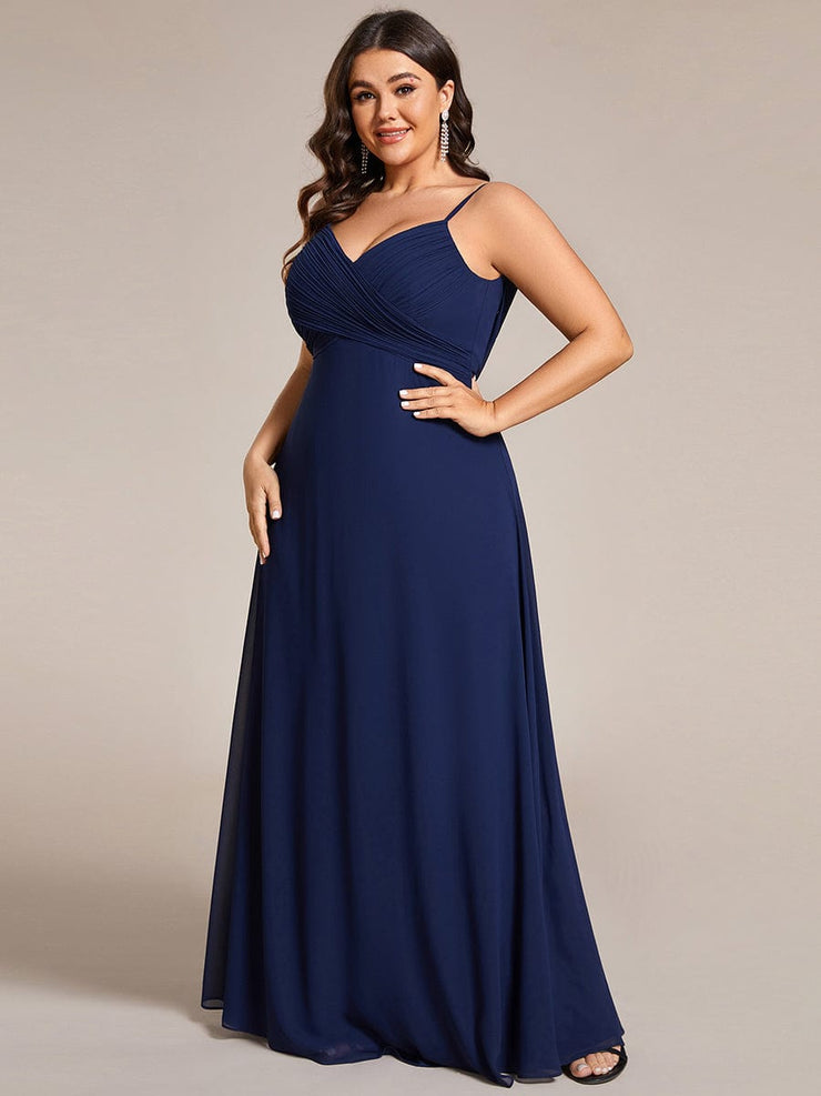 Custom Size Plus Size Pleated Sweetheart Backless Floor Length Bridesmaid Dress