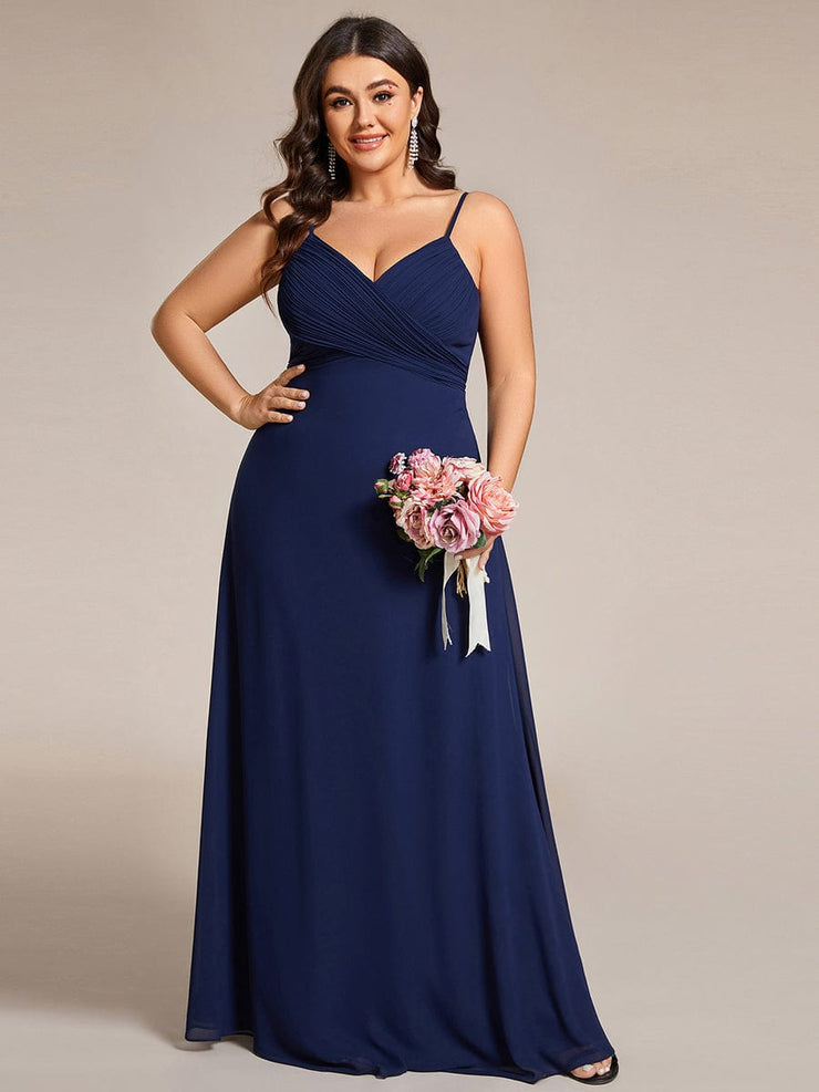 Custom Size Plus Size Pleated Sweetheart Backless Floor Length Bridesmaid Dress