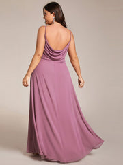 Custom Size Plus Size Pleated Sweetheart Backless Floor Length Bridesmaid Dress