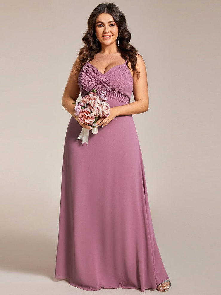 Custom Size Plus Size Pleated Sweetheart Backless Floor Length Bridesmaid Dress