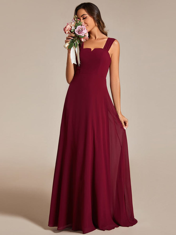 Chiffon High-Waisted Square Neck Sleeveless Bridesmaid Dress