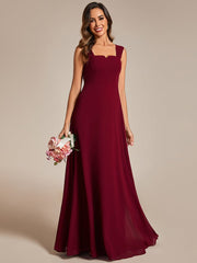 Chiffon High-Waisted Square Neck Sleeveless Bridesmaid Dress