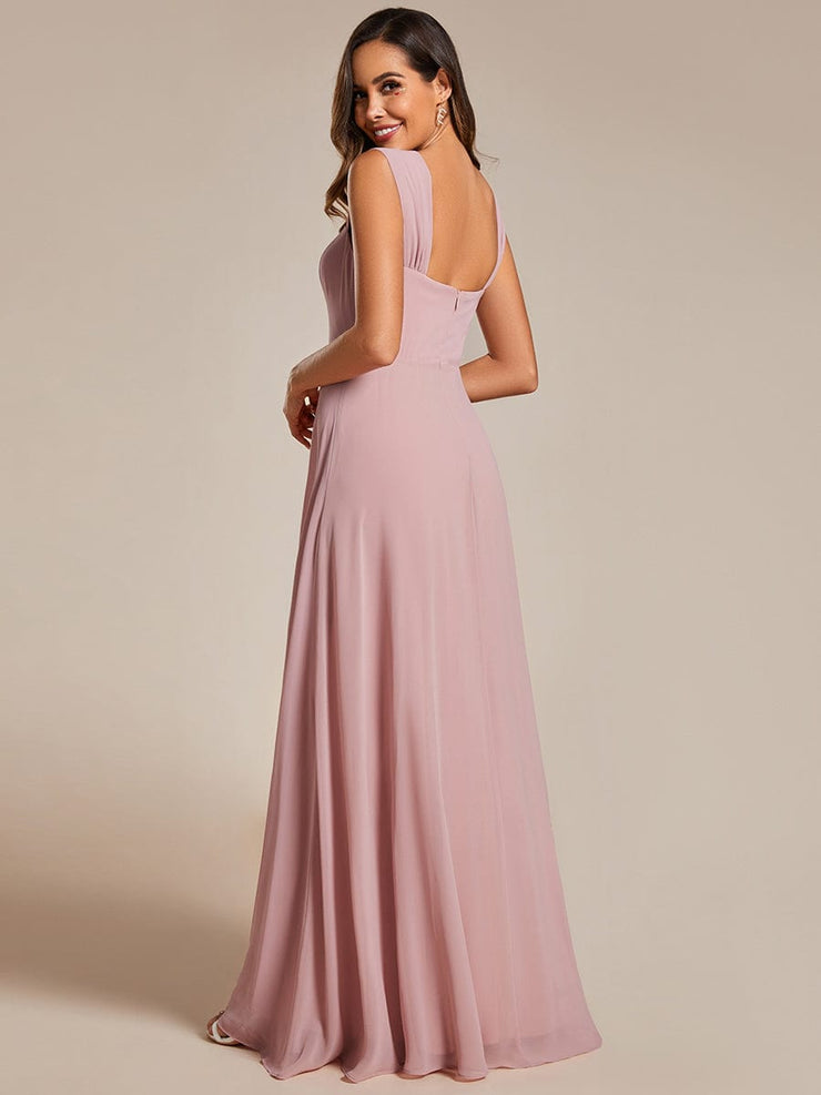 Chiffon High-Waisted Square Neck Sleeveless Bridesmaid Dress