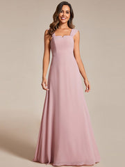 Chiffon High-Waisted Square Neck Sleeveless Bridesmaid Dress