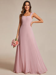 Chiffon High-Waisted Square Neck Sleeveless Bridesmaid Dress