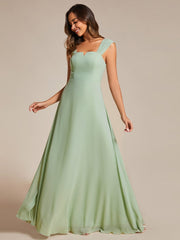 Chiffon High-Waisted Square Neck Sleeveless Bridesmaid Dress