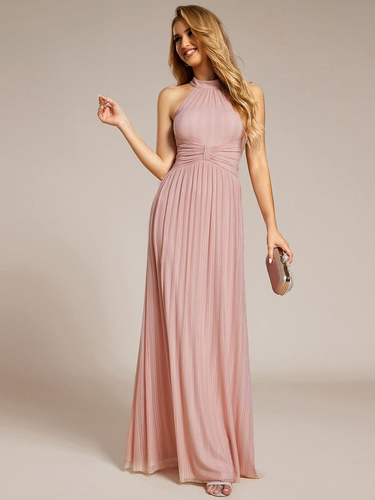 Sparkle Halter Neck Formal Evening Dress with A-line Silhouette