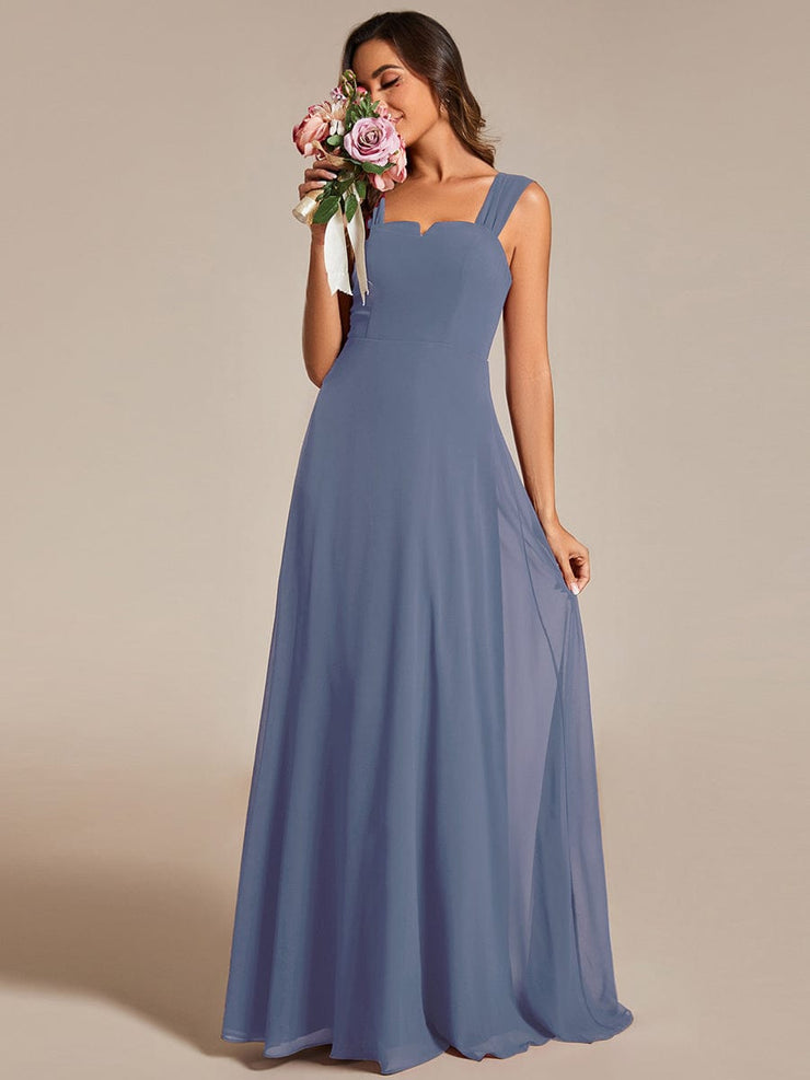 Chiffon High-Waisted Square Neck Sleeveless Bridesmaid Dress