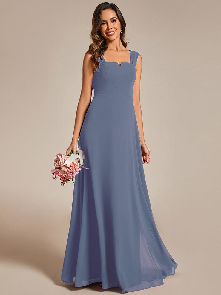 Chiffon High-Waisted Square Neck Sleeveless Bridesmaid Dress