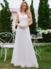 Chiffon High-Waisted Square Neck Sleeveless Bridesmaid Dress