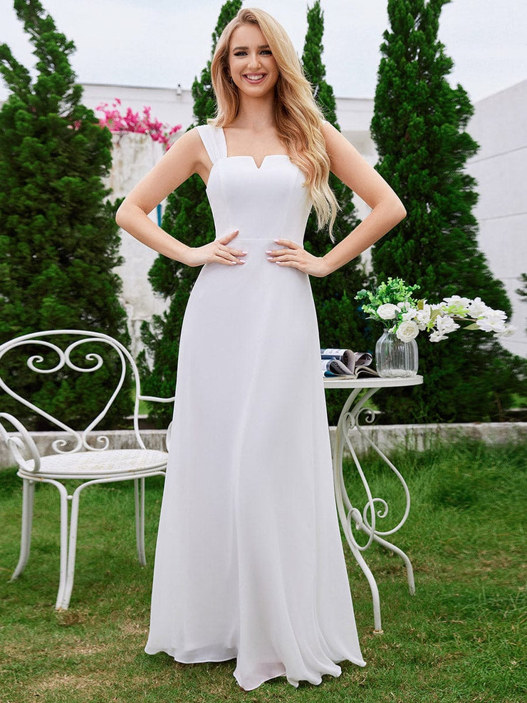 Chiffon High-Waisted Square Neck Sleeveless Bridesmaid Dress