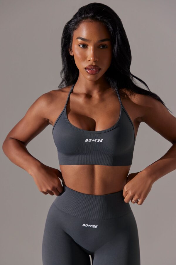 Constant - Scoop Neck Multi Strap Sports Bra in Grey - Image 5