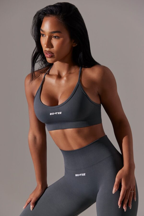 Constant - Scoop Neck Multi Strap Sports Bra in Grey - Image 3