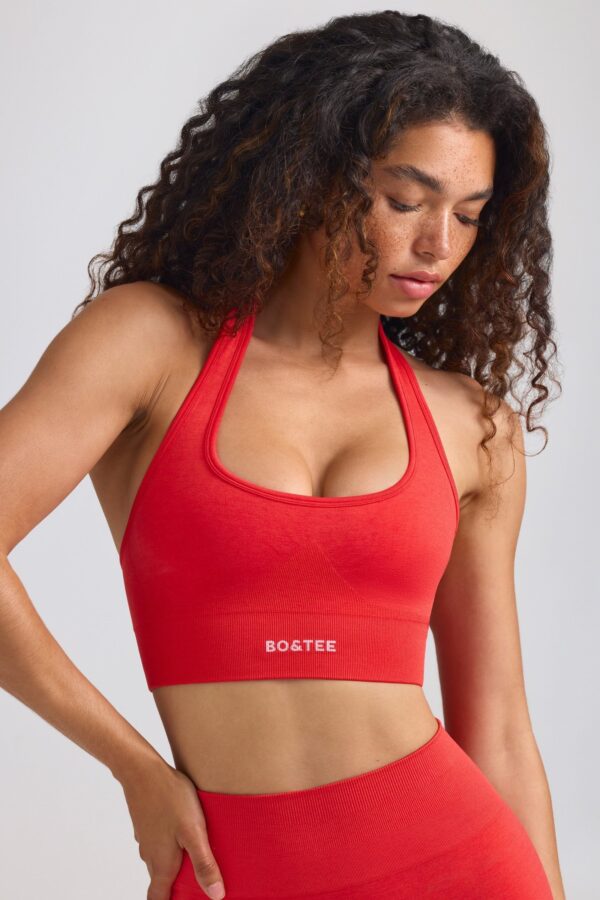 Define Luxe Halterneck Sports Bra in Poppy Red - Image 6