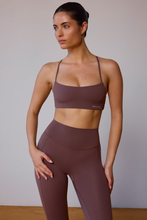 UltraFlex Cross-Back Sports Bra in Taupe Brown - Image 2