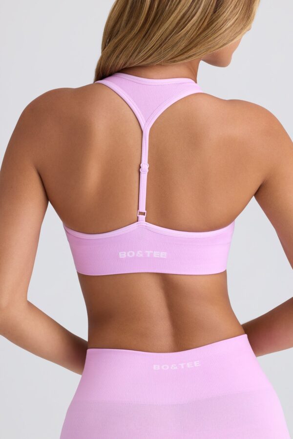 Super Sculpt Seamless T-Back Sports Bra in Violet Pink - Image 5