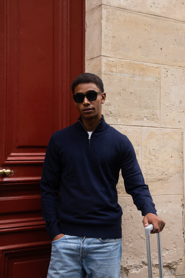 quarter zip dark blue sweater