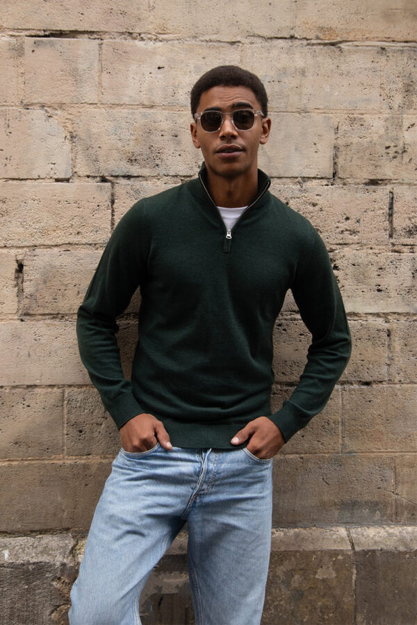 quarter zip green sweater