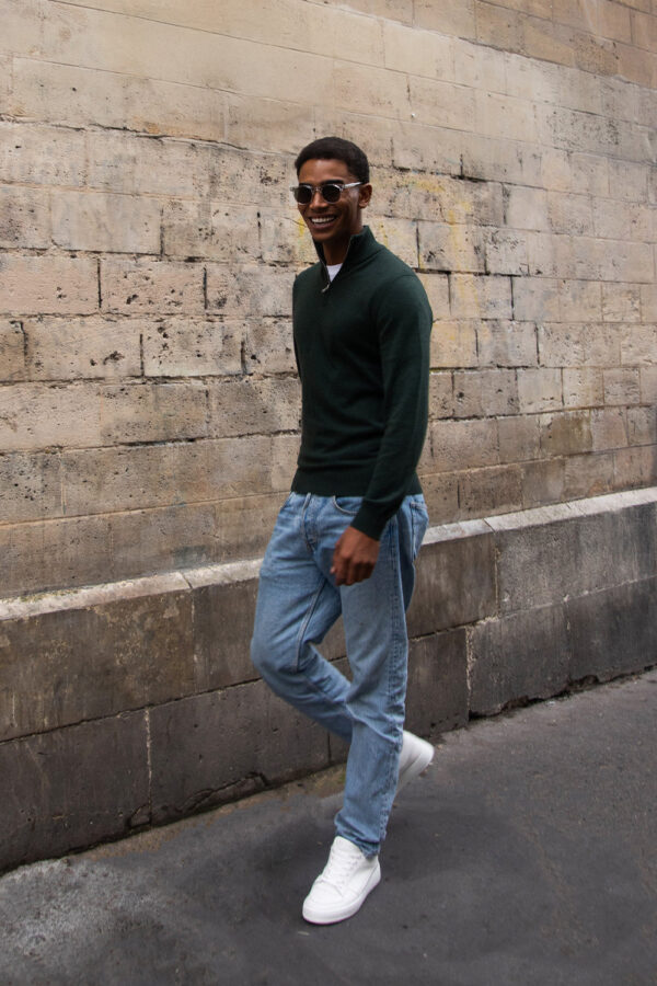 quarter zip green sweater