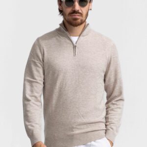 quarter zip beige sweater