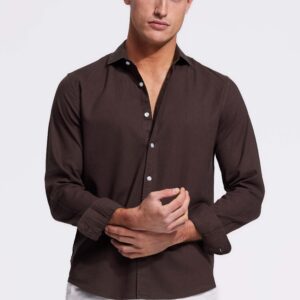 lindo dark brown linen shirt