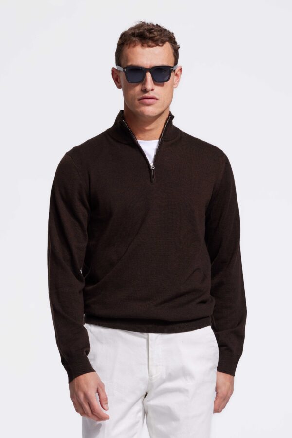 quarter zip chocolate brown sweater