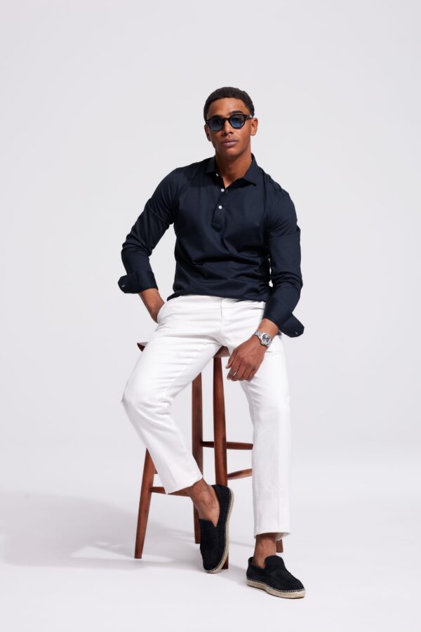 polo long sleeve dark blue