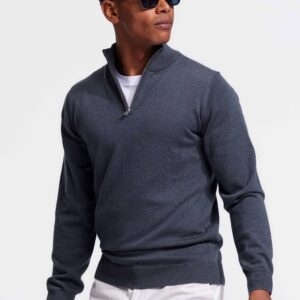 quarter zip petrol sweater