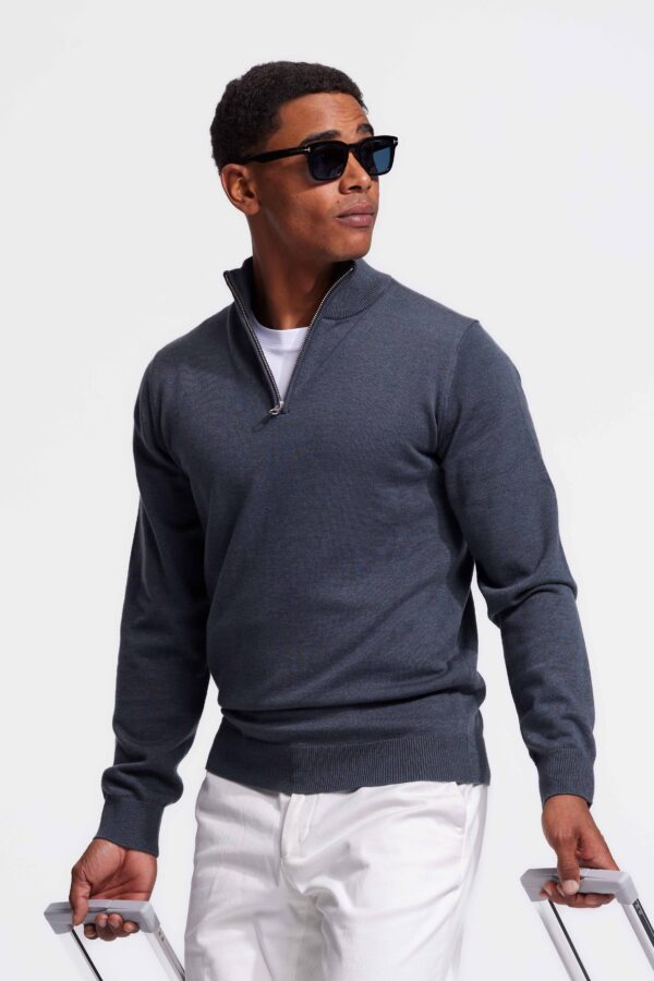 quarter zip petrol sweater