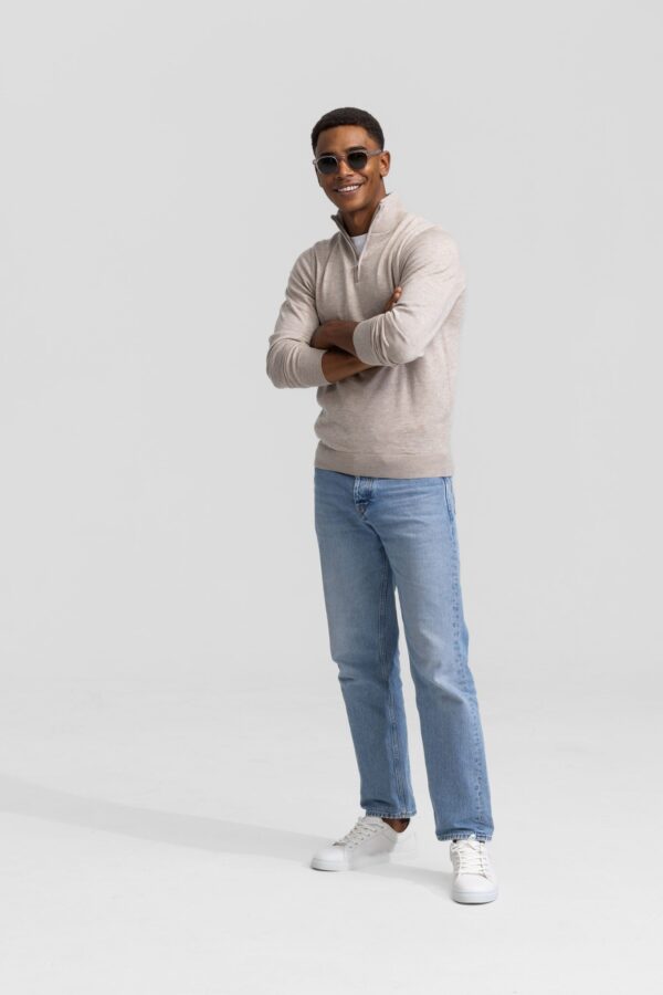 quarter zip beige sweater