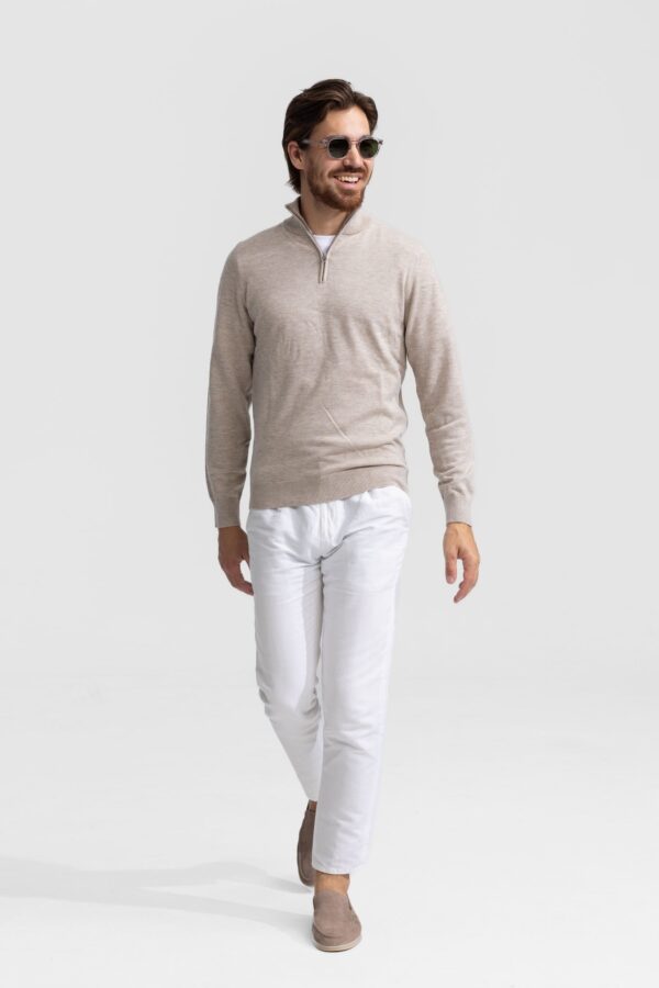 quarter zip beige sweater