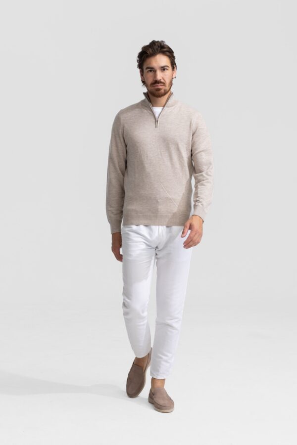 quarter zip beige sweater
