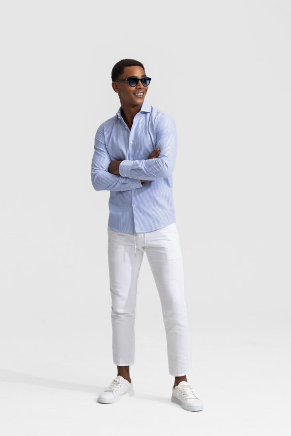 strib striped shirt blue